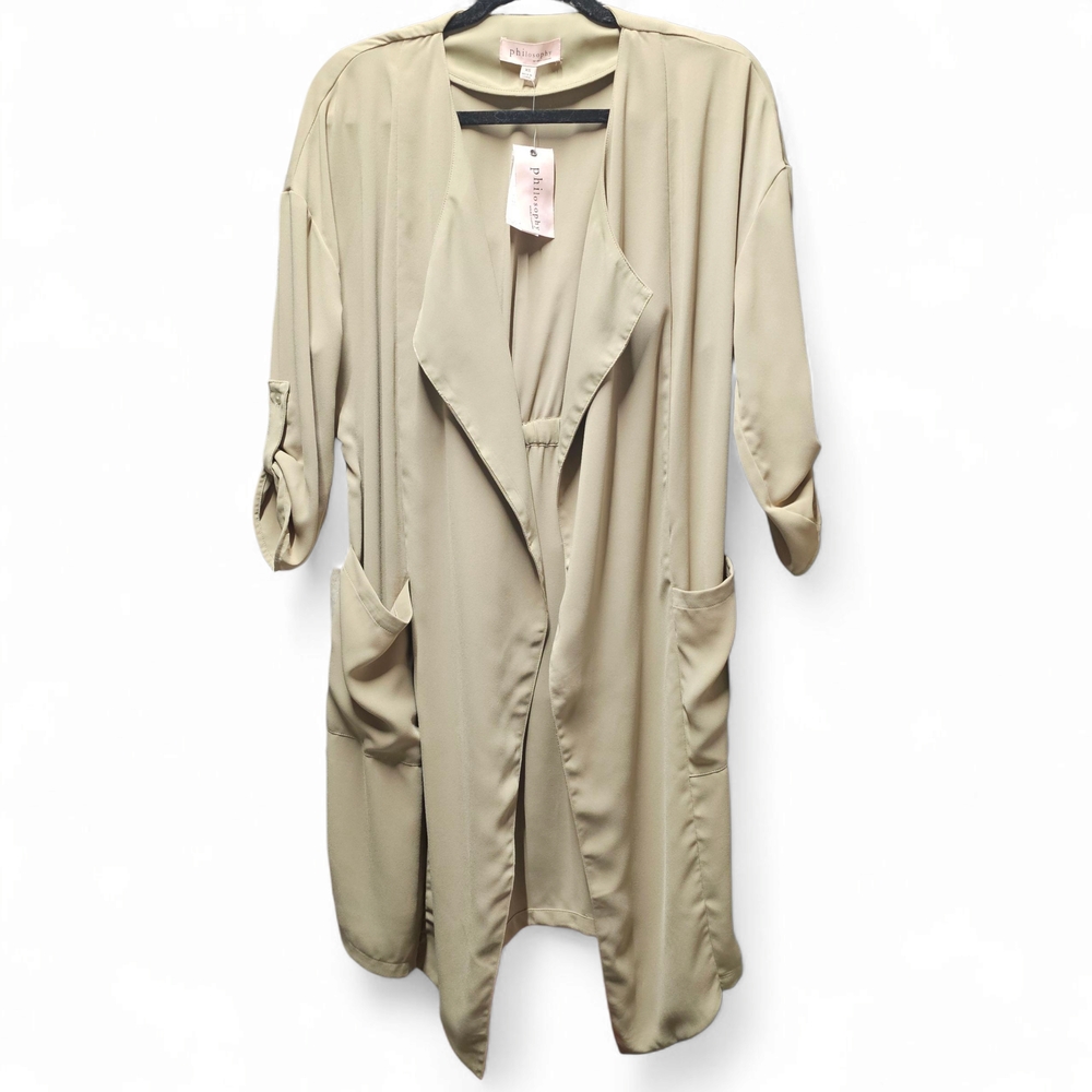 NEW Philosophy Olive Green Open Front Blazer Duster Jacket XS LIGHTWEIGHT